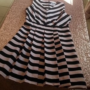 blush pink and black striped dress